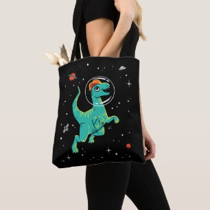 Tote Bag Dilophosaurus turquoise Et Orange Dinos Dans L'Esp