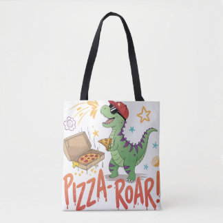 Tote Bag dinasour pour les amateurs de pizza manger de la n