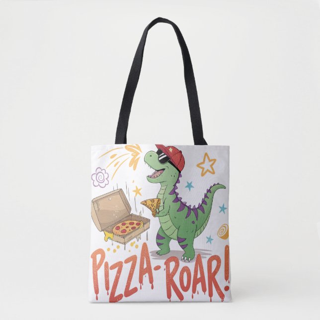 Tote Bag dinasour pour les amateurs de pizza manger de la n (Devant)