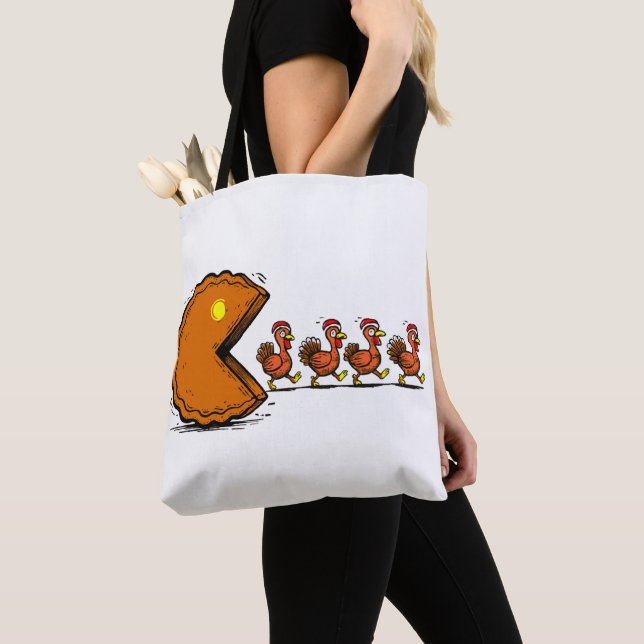 Tote Bag Dinde drôle mangeant une tarte de Thanksgiving, je (De près)