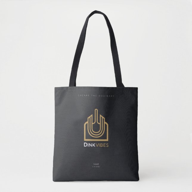 Tote Bag DinkVibes Minimalist Elite Series Black Cotton Tot (Devant)