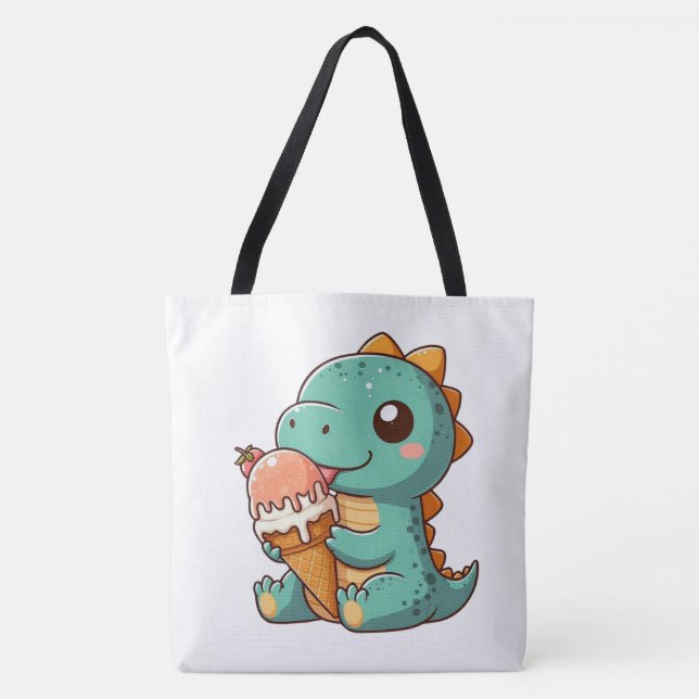 Tote Bag Dino mignonne de glace mangeur (Devant)
