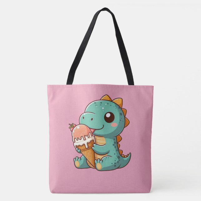 Tote Bag Dino mignonne de glace mangeur (Devant)