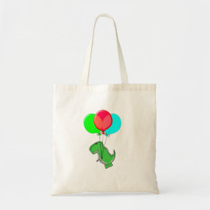 Tote Bag Dino Mignonne Et En Colère Volant Avec Des Ballons