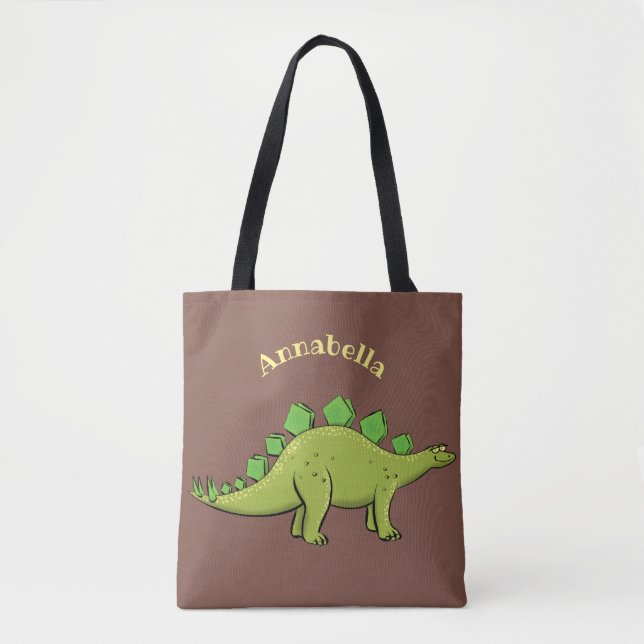 Tote Bag Dino stégosaure vert drôle dessin animé (Devant)