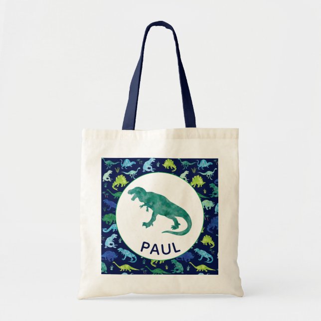 Tote Bag Dinosaur Motif Personnalisé Enfants T-Rex (Devant)