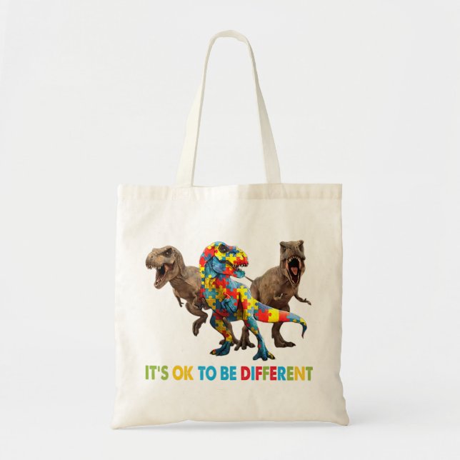 Tote Bag Dinosaur Sensibilisation sur l'autisme design avec (Devant)