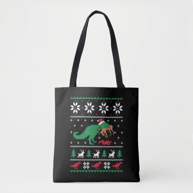 Tote Bag Dinosaur Vilain Noël Drôle Noël (Devant)