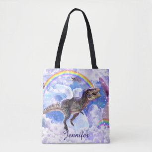 Tote Bag dinosaure arc-en-ciel unicorne dinocorne