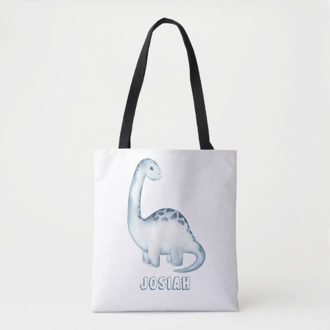 Tote Bag Dinosaure Bleu Cute Kids Personnalisé (Devant)