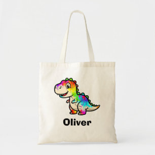 Tote Bag Dinosaure Coloré avec Taches de Peinture