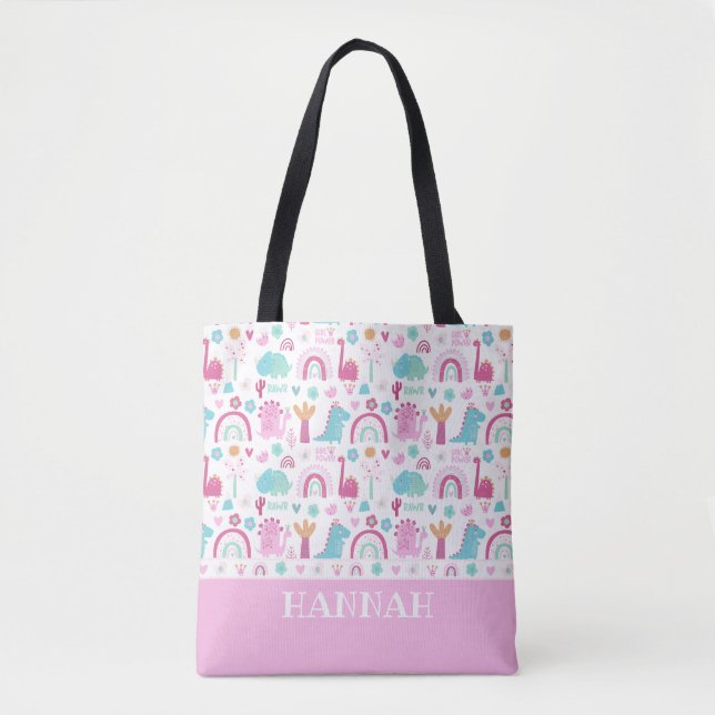Tote Bag Dinosaure de puissance féminine personnalisée (Devant)