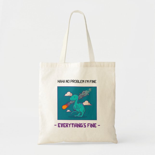 Tote Bag Dinosaure Dinosaure Astéroïde Tout va bien (Devant)