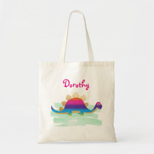 Tote Bag Dinosaure mignon au-dessous du nom de la personne