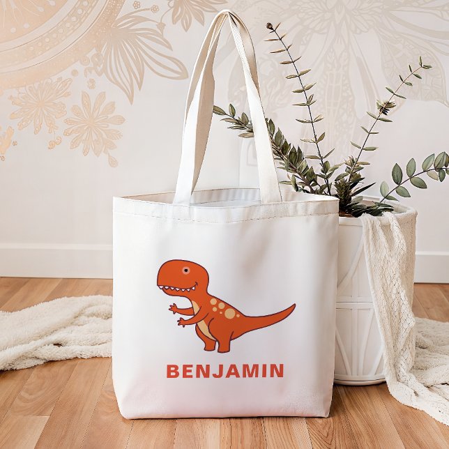 Tote Bag Dinosaure Orange Mignon pour Enfants (Créateur téléchargé)