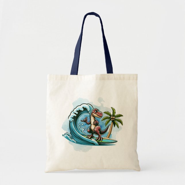 Tote Bag Dinosaure tropical du surf (Devant)
