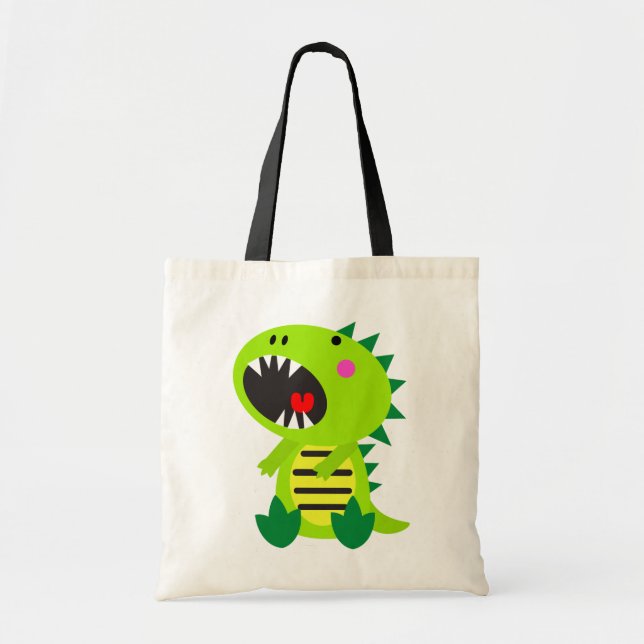Tote Bag Dinosaure vert RAWR (Devant)