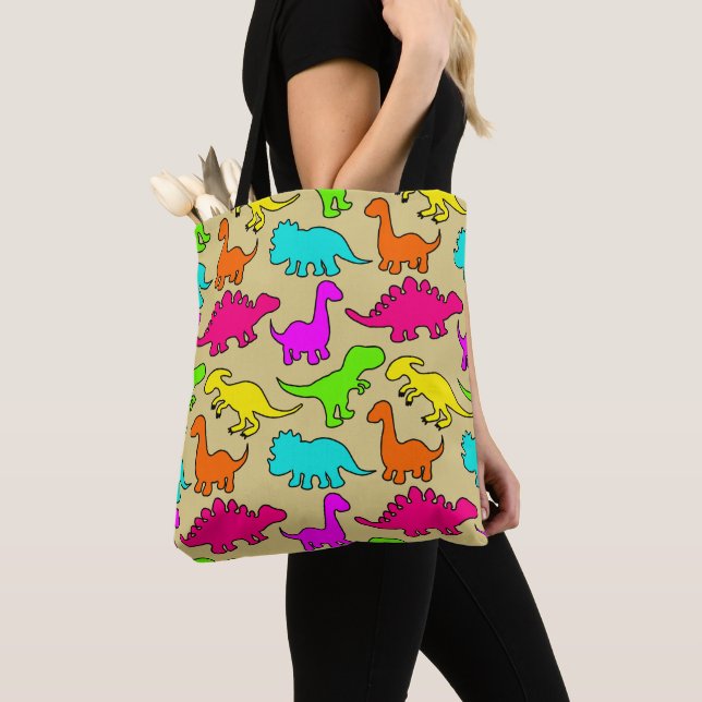 Tote Bag Dinosaures colorés (De près)