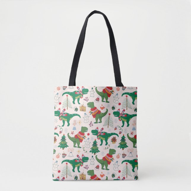 Tote Bag Dinosaures dans Sweaters Motif de Noël (Devant)