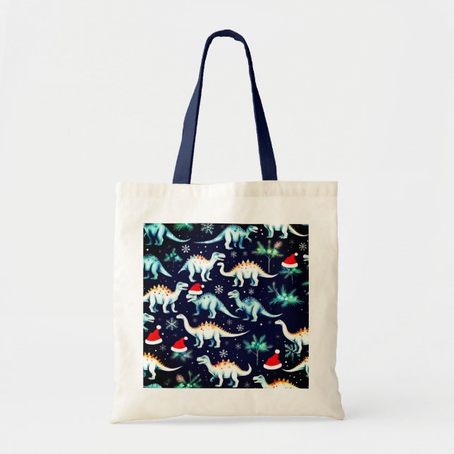 Tote Bag Dinosaures de Noël (Devant)