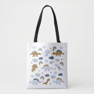 Tote Bag Dinosaures dessinés à la main dans le style scandi