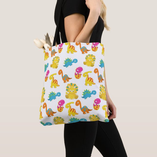 Tote Bag Dinosaures Mignons, Motif De Dinosaures, Baby Dino (De près)