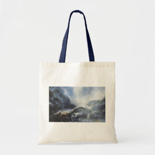 Tote Bag Dinosaures Vintage, Barapasaurus avec Nuages d'Ora