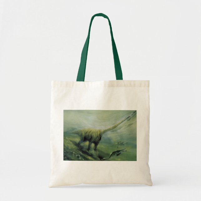 Tote Bag Dinosaures Vintage, Brachiosaurus nageant dans l'o (Devant)