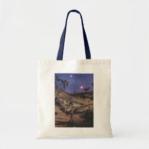 Tote Bag Dinosaures Vintage, Dilophosaurus sur une Nuit Éto
