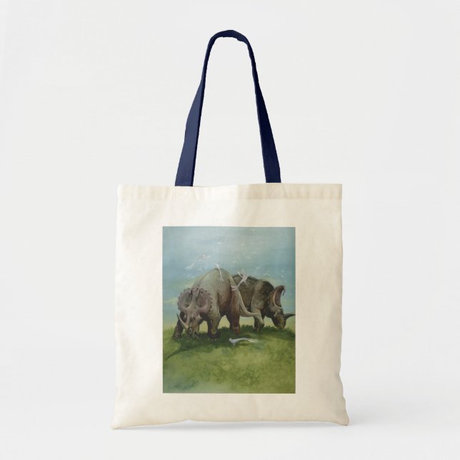 Tote Bag Dinosaures vintages, Centrosaurus pâturage dans la (Devant)