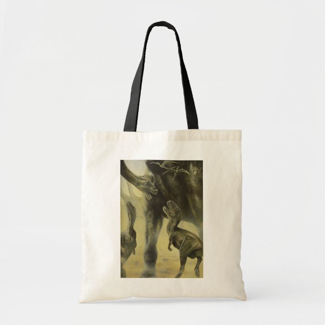 Tote Bag Dinosaures vintages, Torvosaurus et Brachiosaurus (Devant)
