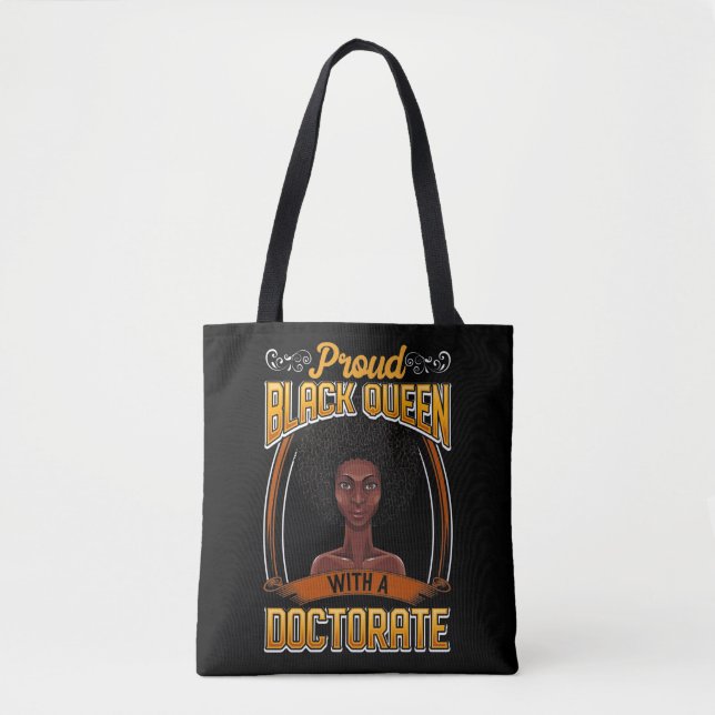 Tote Bag Diplôme de doctorat d'une femme noire fière (Devant)