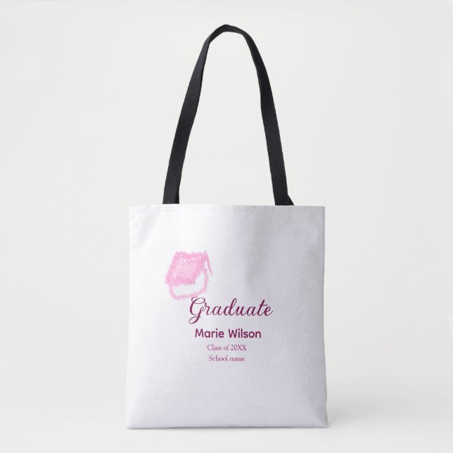 Tote Bag diplômé parties scintillant rose bouchon ajouter n (Devant)