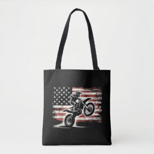 Tote Bag Dirt Bike American Flag Motocross Biker Vintage US
