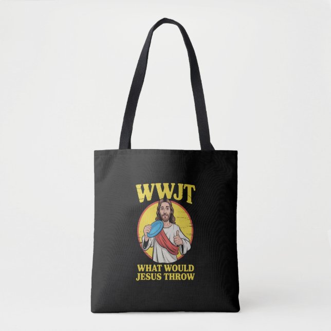 Tote Bag Disc Golf Wwjt Que lancerait Jésus Frisbee  (Devant)