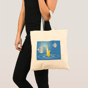 Tote Bag Disco Jazz Saxophone Balls de Miroir Étincelant