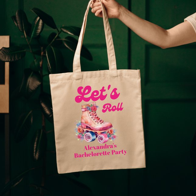Tote Bag Disco Pink Retro Roller Patinage Partie Bacheloret (Créateur téléchargé)