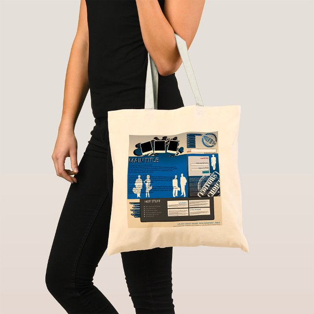 Tote Bag Disposition de site Web grunge bleu Rétro Y2K (Créateur téléchargé)