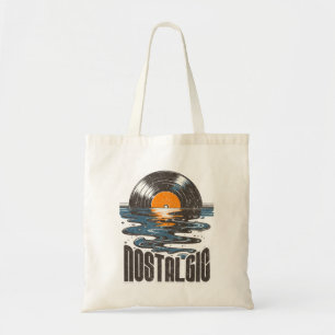 Tote Bag Disque Vinyle Rétro Coucher de Soleil