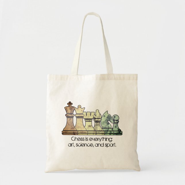 Tote Bag Distressed Retro Chess Pieces in a Row Chess Quote (Devant)
