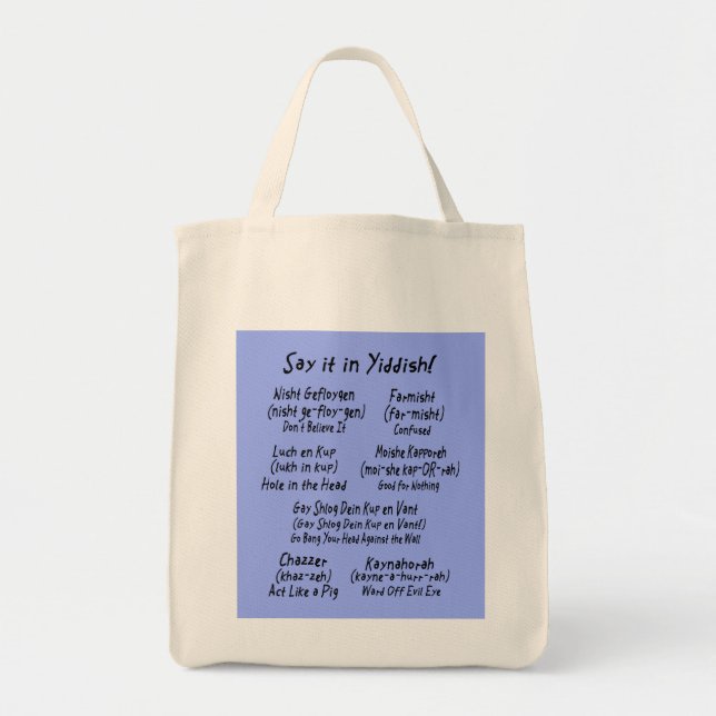 Tote Bag Dites-le dans le bleu Yiddish (Devant)