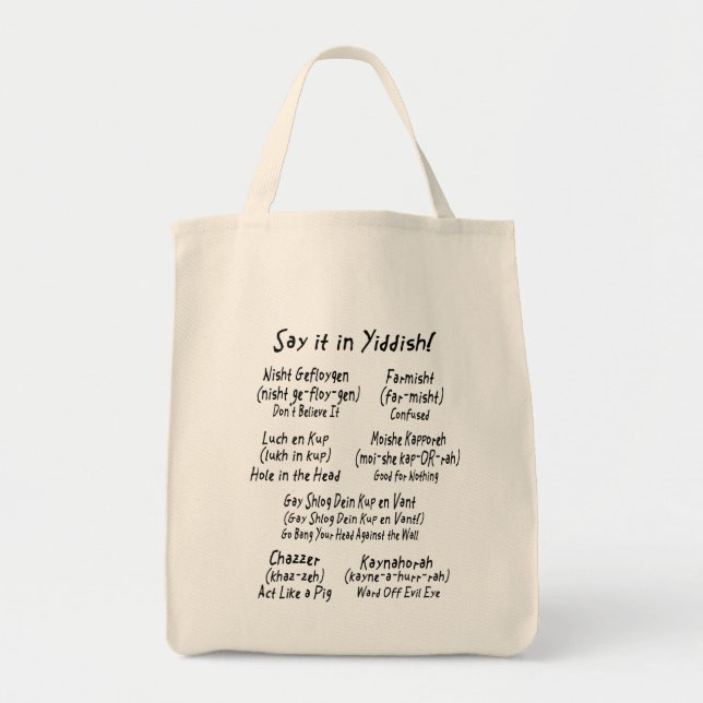 Tote Bag Dites-le dans Yiddish (Devant)