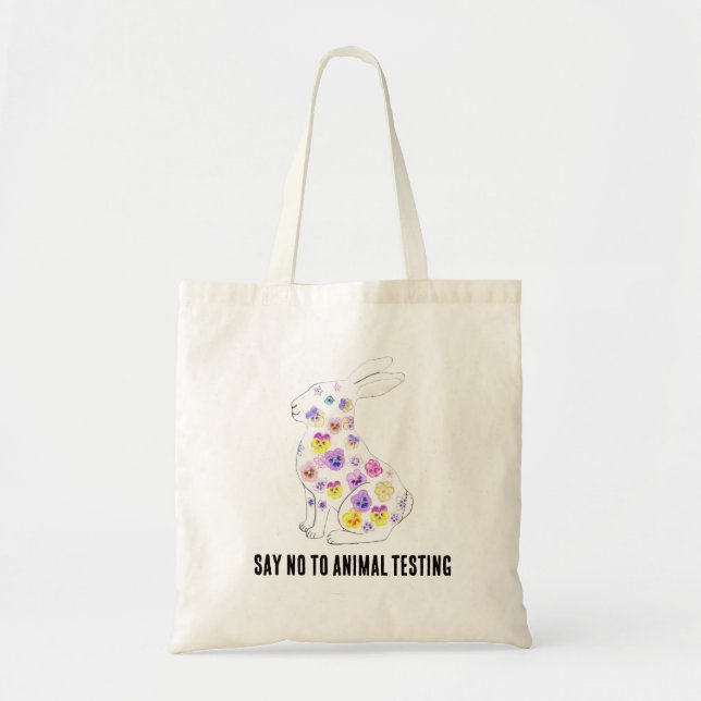 Tote Bag Dites non aux tests sur les animaux Rabbit (Devant)