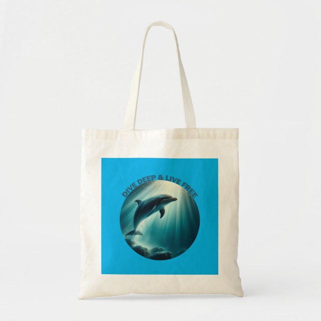Tote Bag Dive Deep Live Dolphin gratuit (Devant)