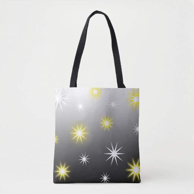 Tote Bag Diverses étoiles brillent sur le gris noir (Devant)