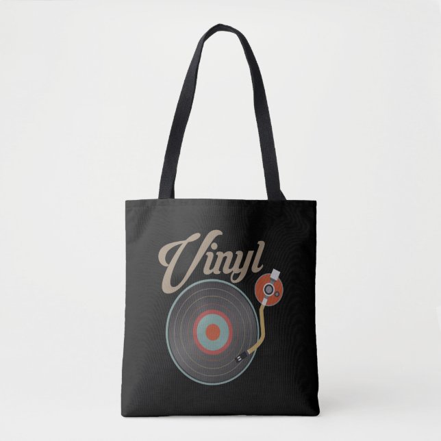 Tote Bag DJ disque rétro musical style Tourne-disque vinyle (Devant)