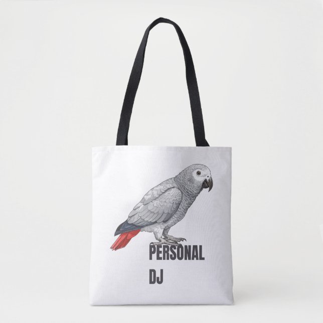 Tote Bag DJ personnel Gris africain – Conception de perroqu (Devant)
