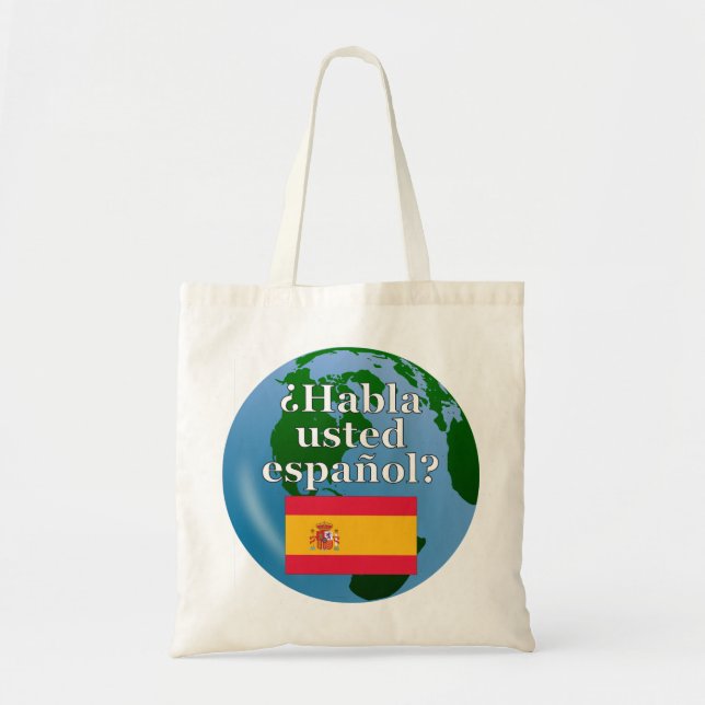 Tote Bag Do you speak Spanish ? Flag & globe (Devant)