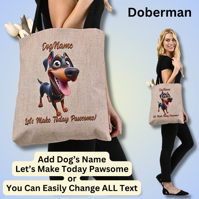 Tote Bag Doberman - Ajouter le nom du chien, modifier le te (Créateur téléchargé)