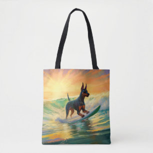 Tote Bag Doberman Beach Surf Peinture